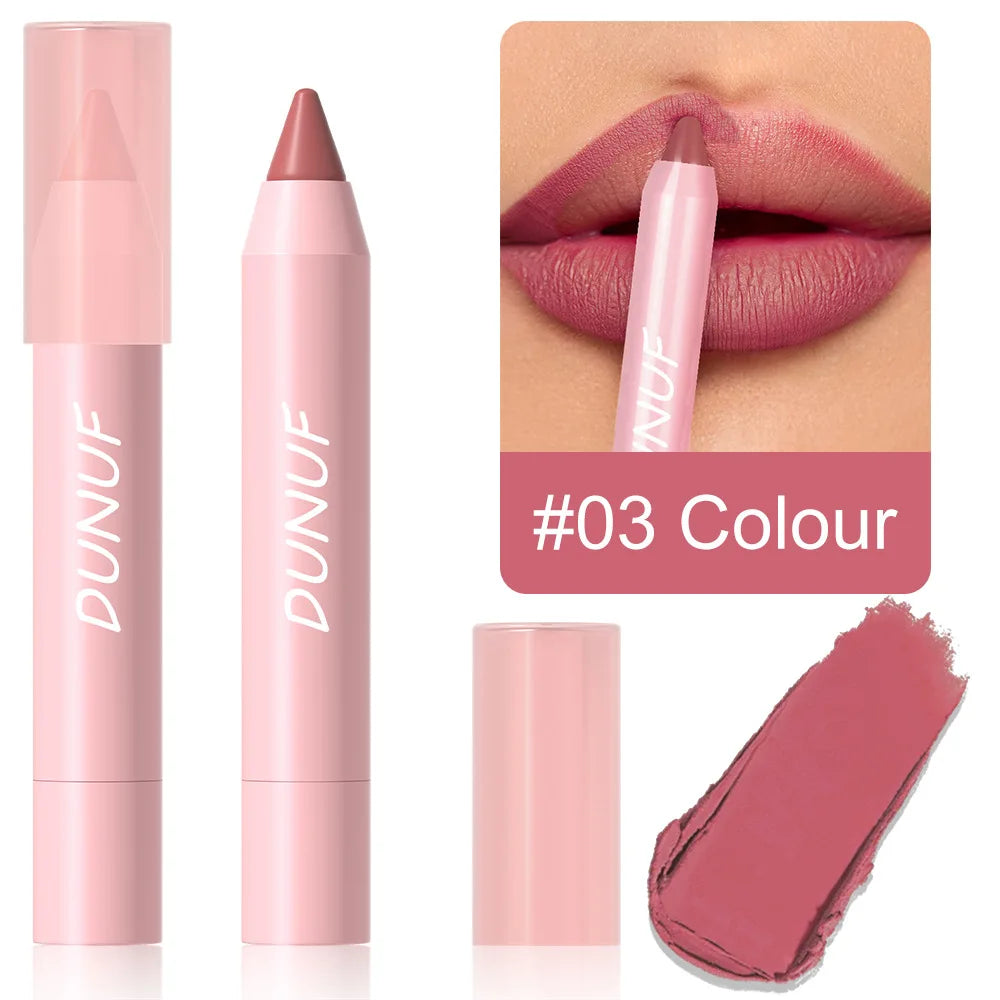18-Colors Lipstick Pencil - Waterproof Sexy Red Matte Lip Contour Tint