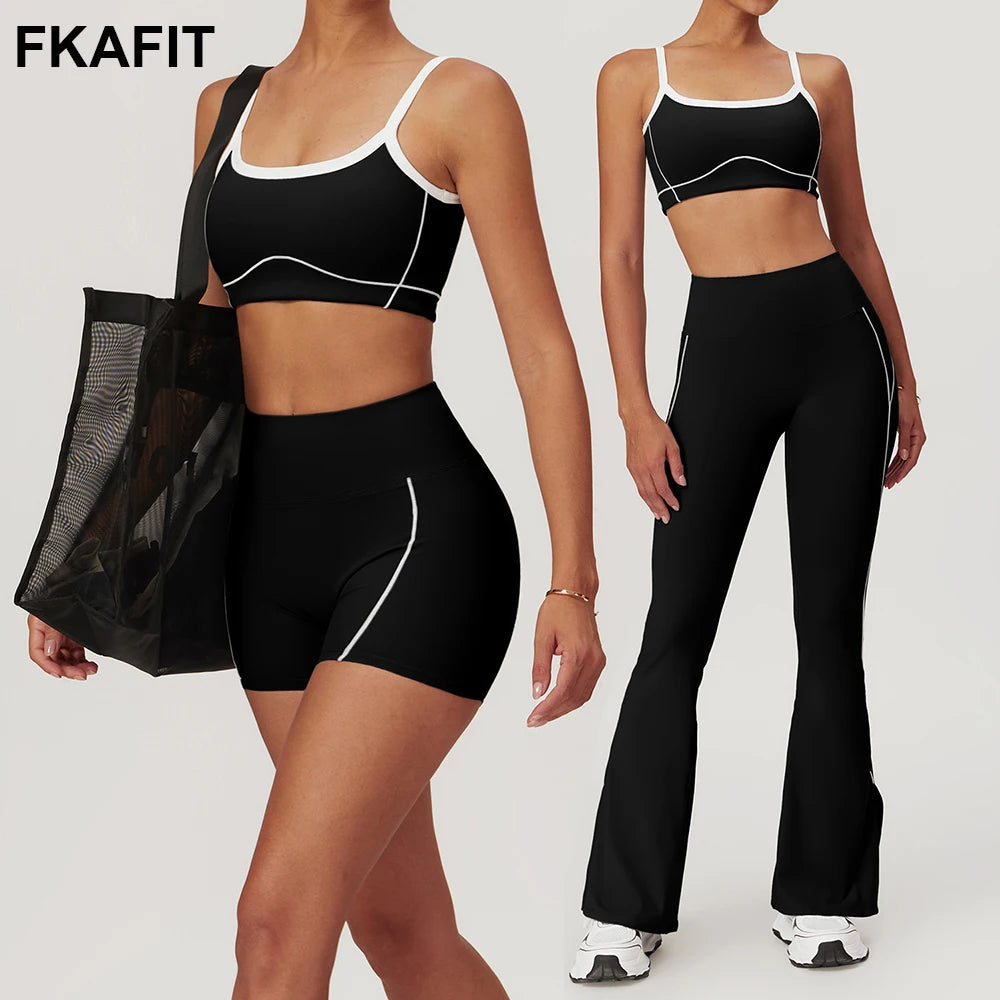 Women's Yoga Set – Sport Bra & High-Waist Flare Leggings/Shorts
