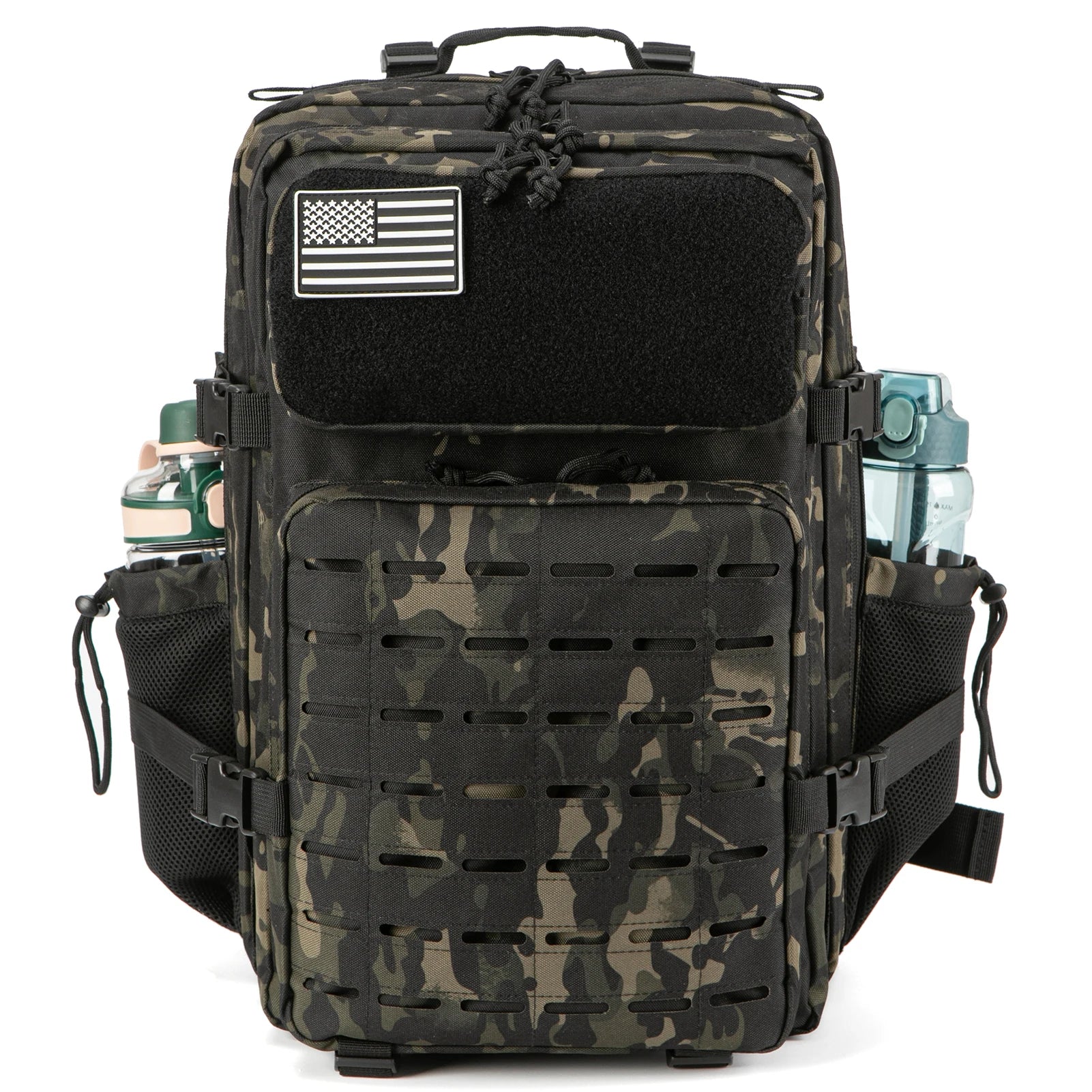 QT&QY 50L Tactical Backpack – MOLLE Survival Rucksack with Bottle Holder