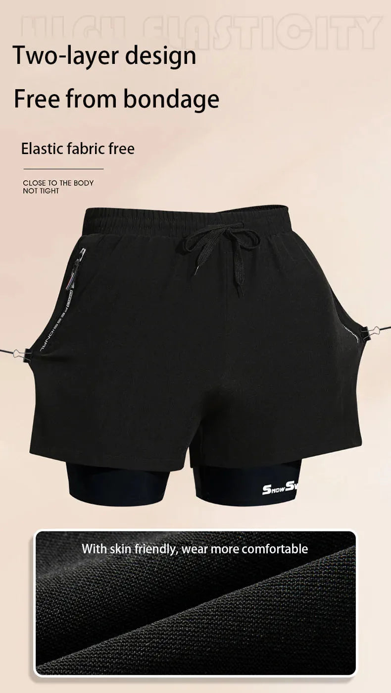 Men's Quick-Dry Double-Layer Swim Trunks