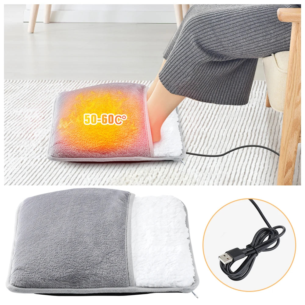 Winter USB Electric Foot Warmer – Soft Plush Heating Pad