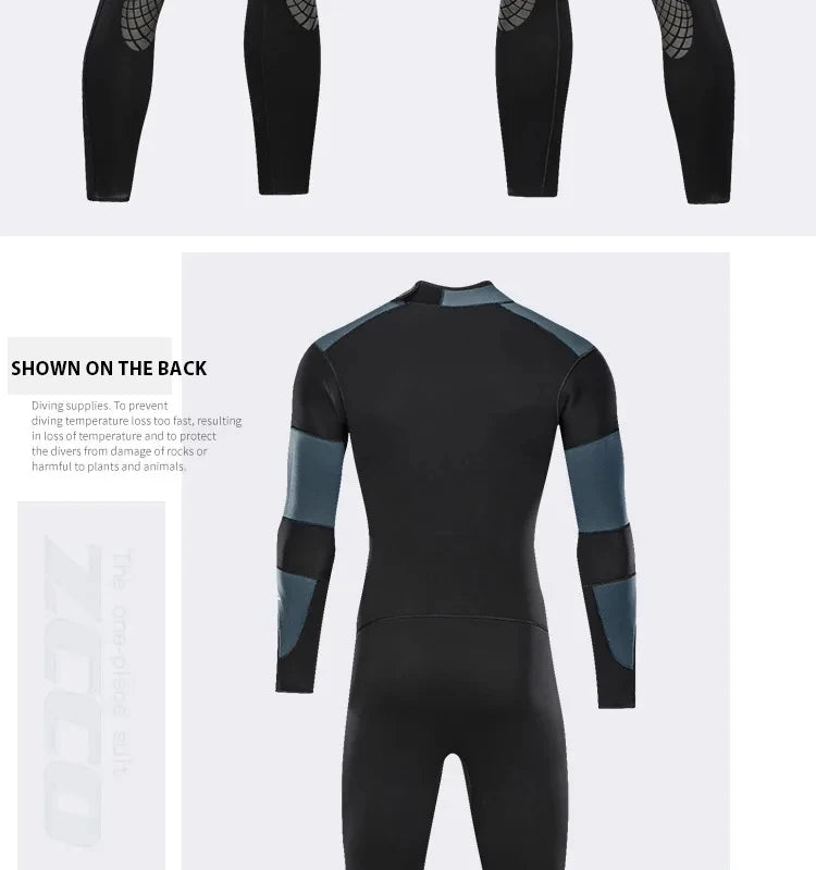 5mm Neoprene Long-Sleeve Diving Wetsuit for Men & Women