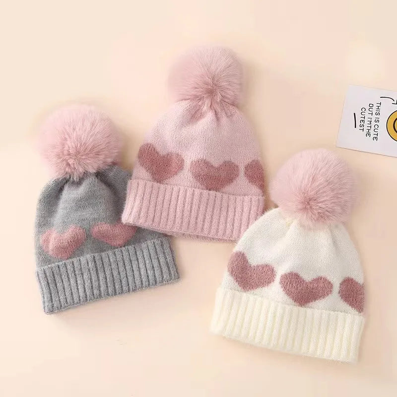 Fur Pompom Baby Hat