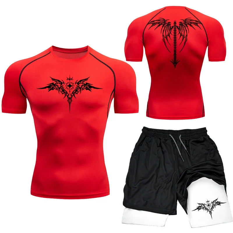 Men's MMA Boxing Compression Set – Quick-Dry Rashguard & Shorts