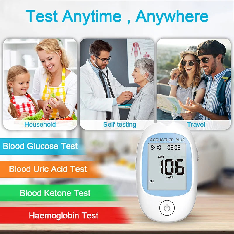 Multifunction Monitor Hemoglobin Blood Ketone Glucose Uric Acid Meter Test Strip