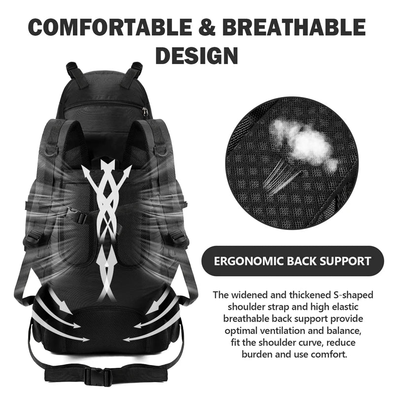 90L Waterproof Hiking & Camping Backpack – Large Outdoor Rucksack