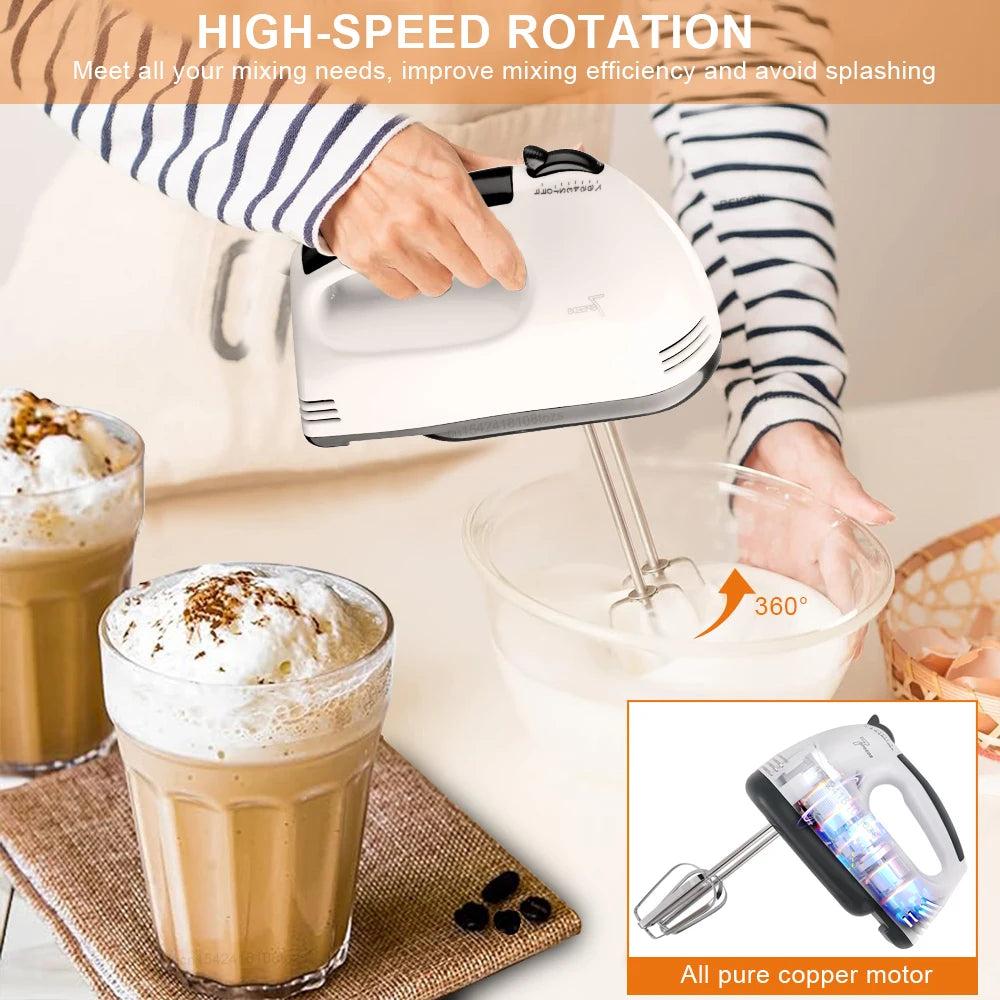 Electric Hand Mixer – Portable Cream & Pastry Blender with Automatic Egg Beater