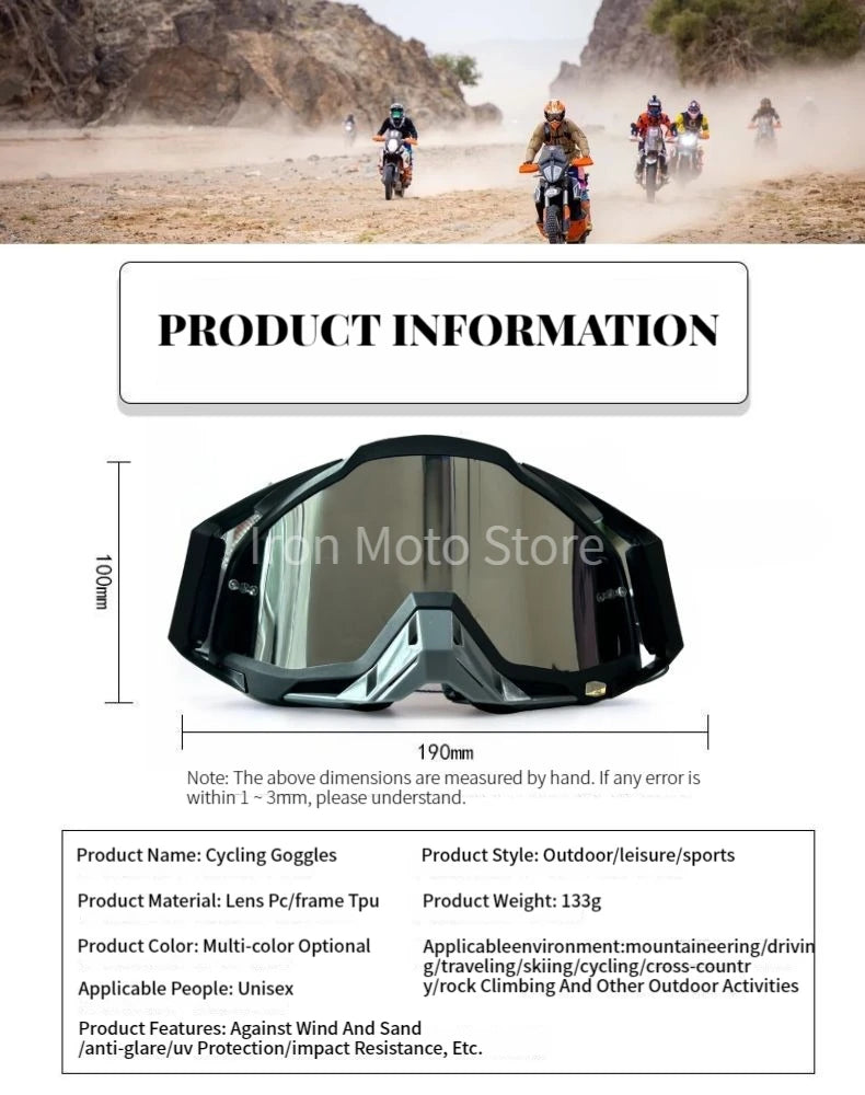 Men's Motorcycle Glasses – Anti-Fog HD Lens Motocross Enduro Goggles