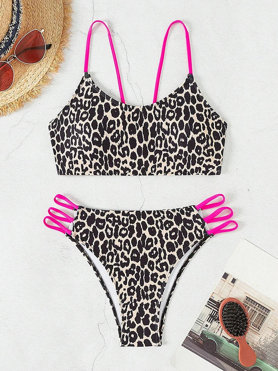 Sexy Leopard Micro Bikini 2025 – High Waist Brazilian Bandeau Set