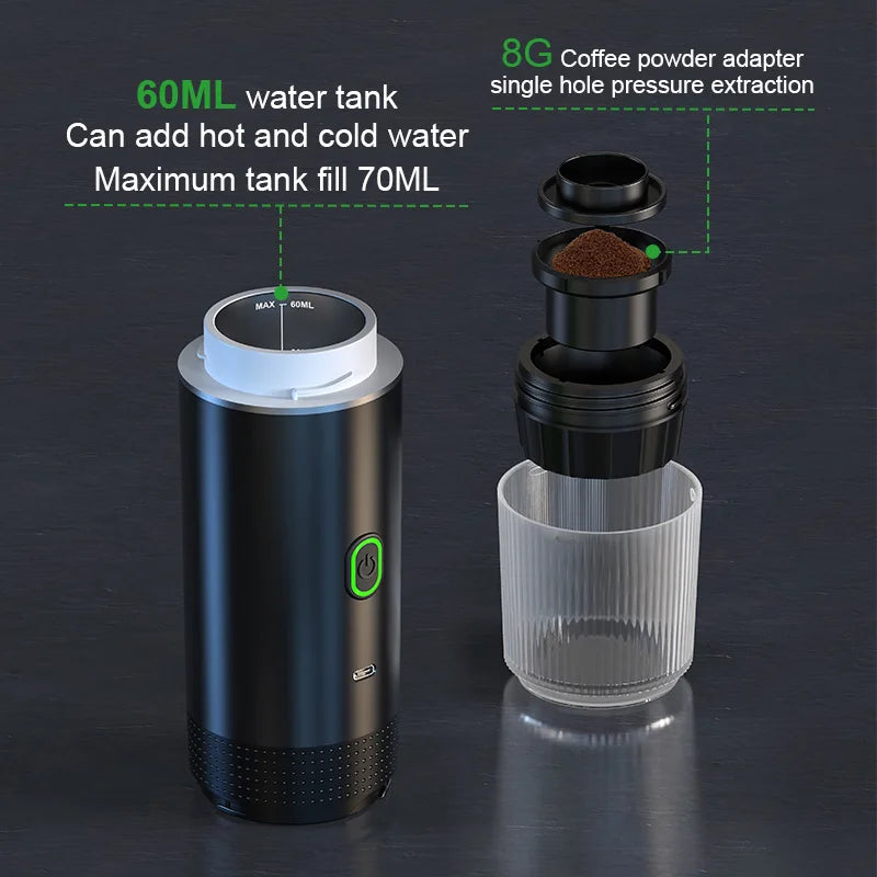 Wireless Portable 3-in-1 Espresso Coffee Maker – Car, Home & Travel