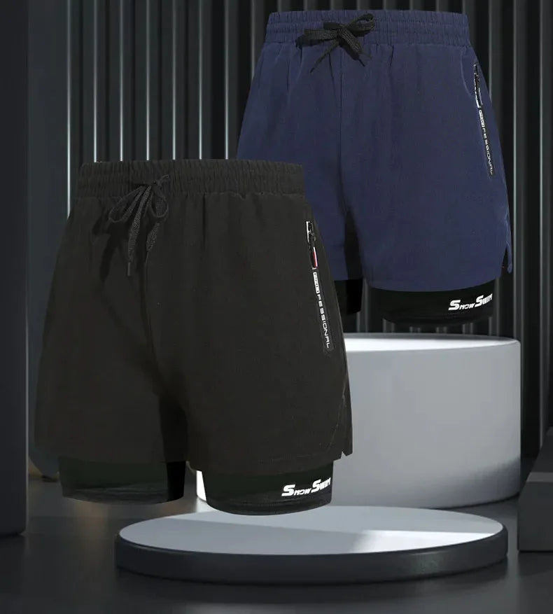 Men's Quick-Dry Double-Layer Swim Trunks