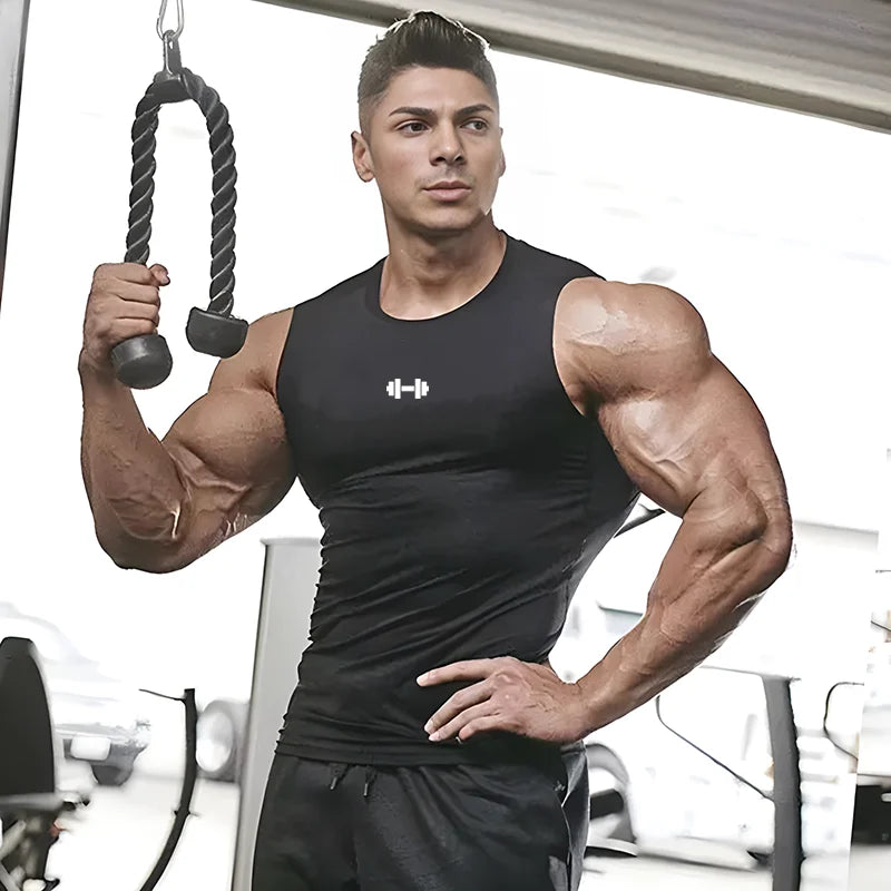 Men's Compression Workout Tank – Quick-Dry, Sleeveless Sports Vest