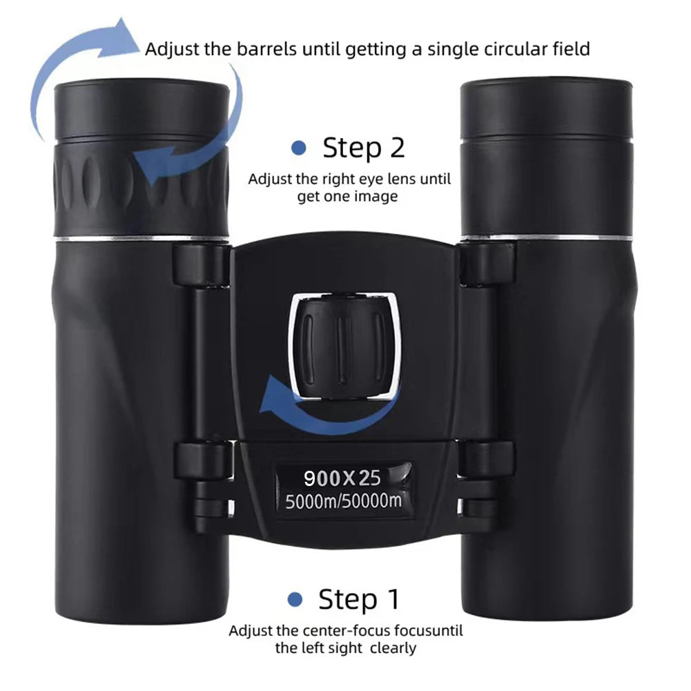 900x25 HD Zoom Binoculars – Portable Long Range BAK4 Telescope for Hunting & Camping