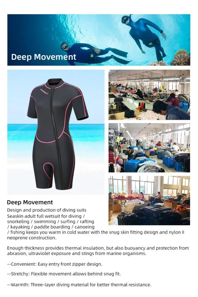 DEMMET 1.5mm Short Sleeve Neoprene Wetsuit for Men & Women