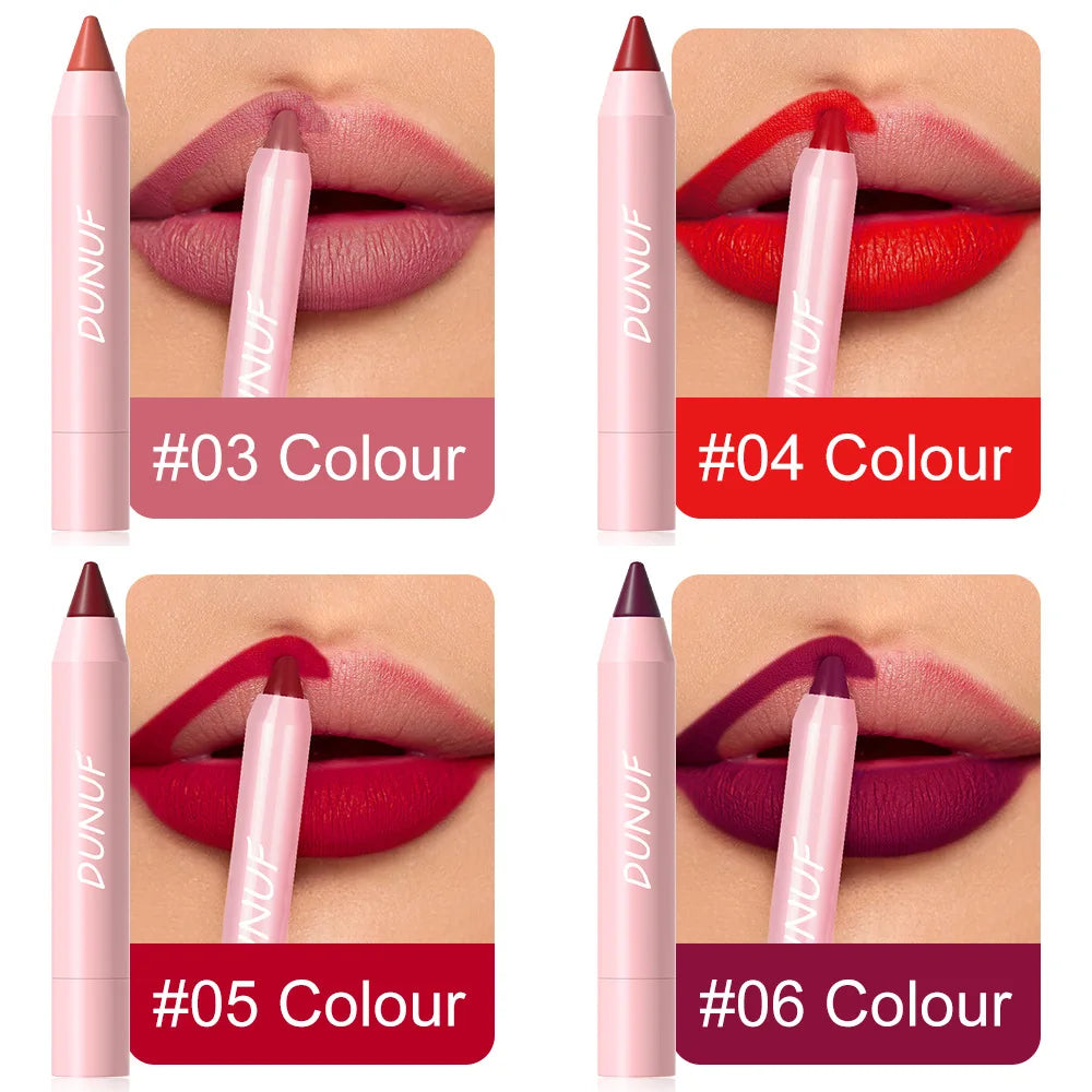 18-Colors Lipstick Pencil - Waterproof Sexy Red Matte Lip Contour Tint