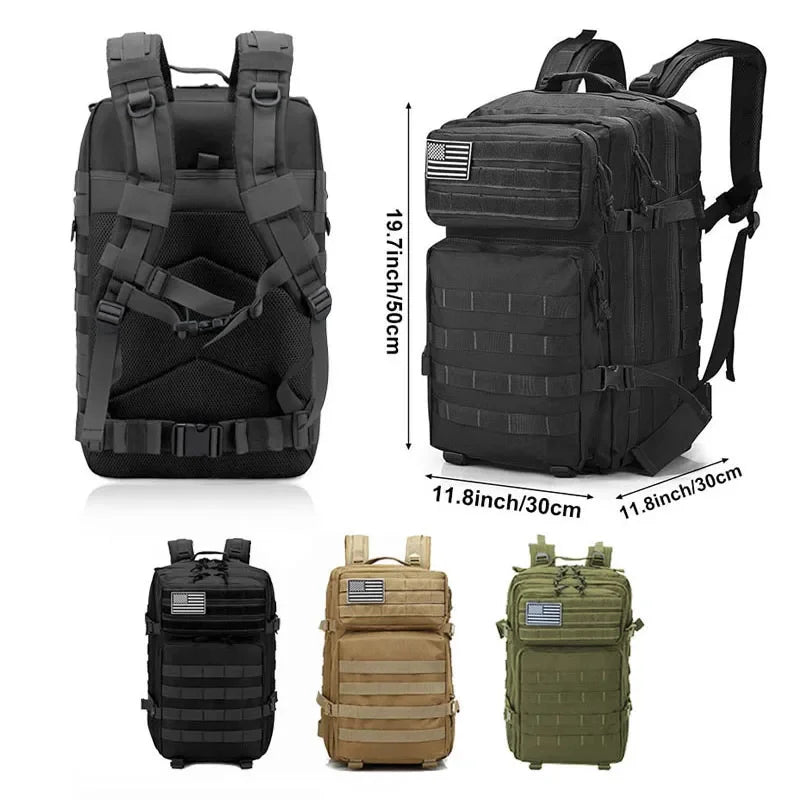 25L/35L/50L Tactical Backpack – Waterproof Outdoor Rucksack for Men