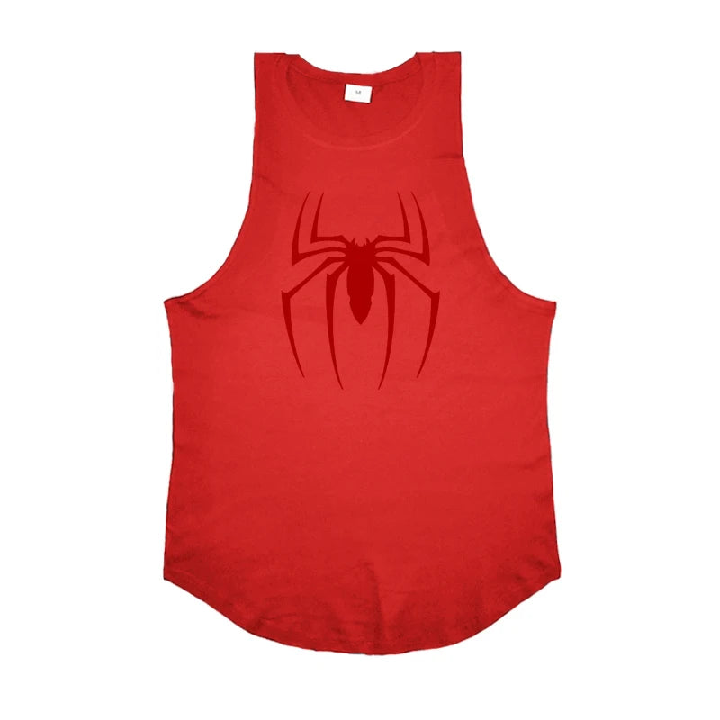 Men's Red Spider Printed Gym Tank Top