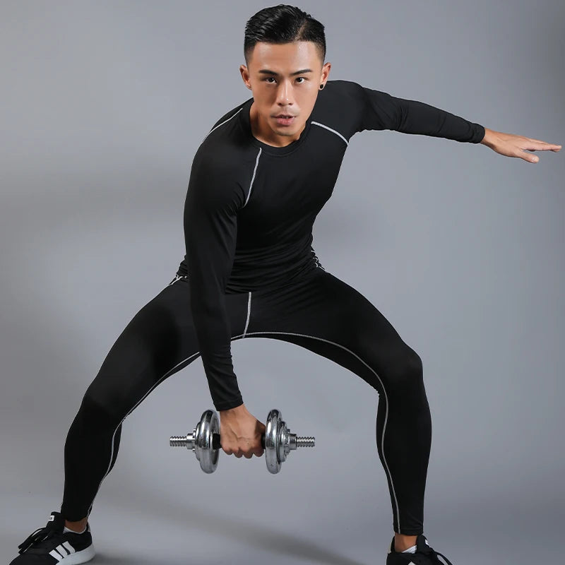 Men's Compression Workout Set – Long Sleeve & Tights