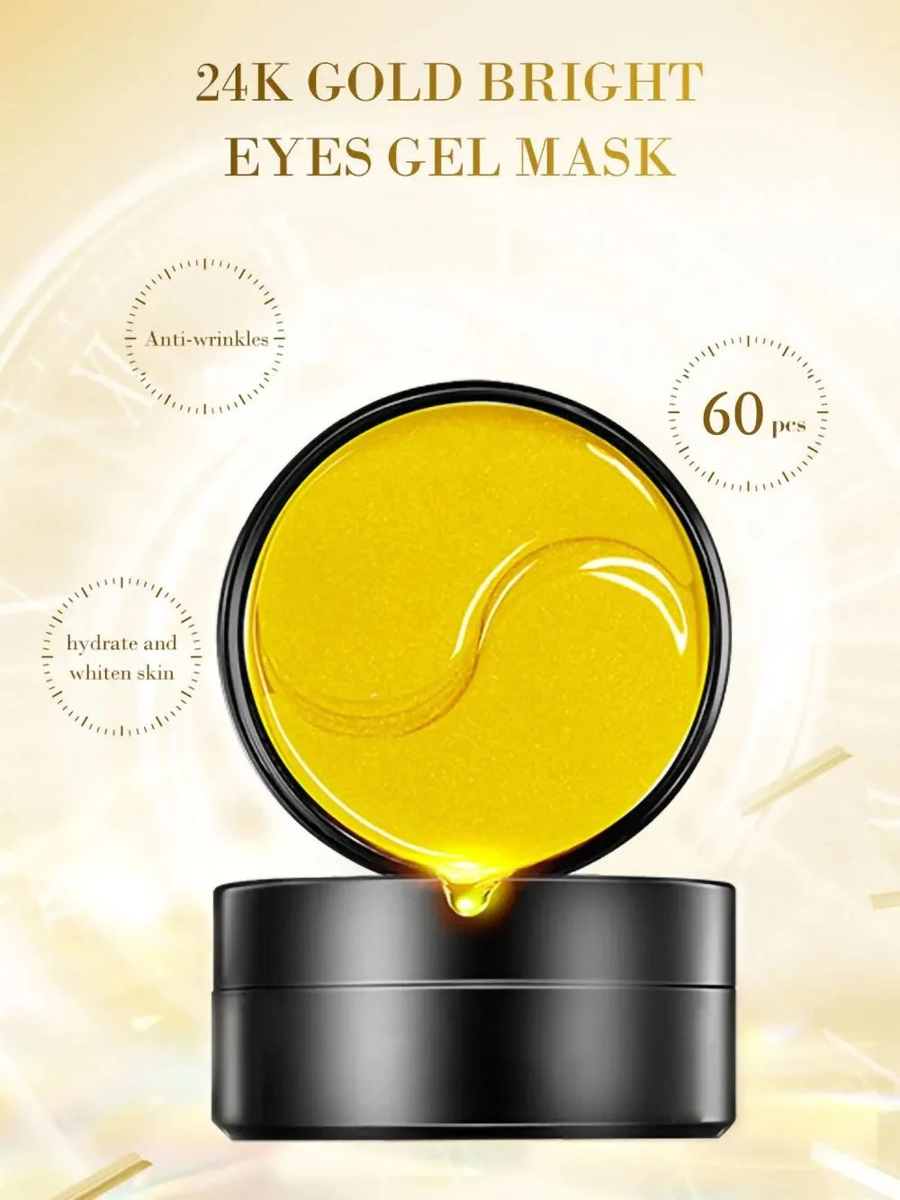 60pcs Golden Collagen Eye Masks – Hydrating & Revitalizing
