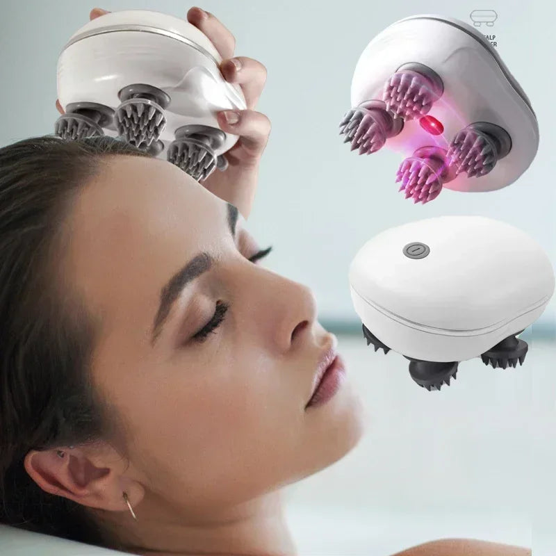 Electric Scalp & Head Massager with Red Light Therapy