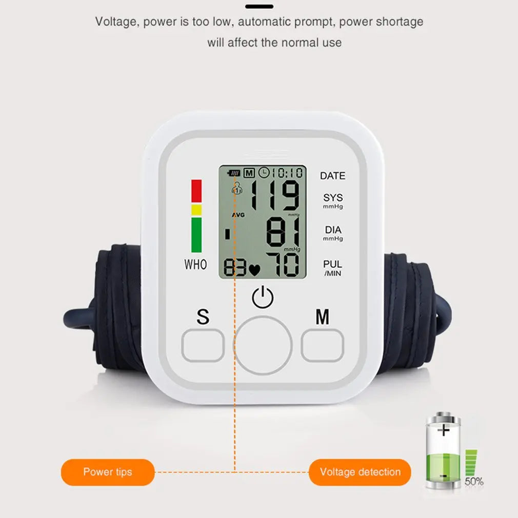 Portable Tonometer Digital Tensiometer Heart Rate Monitor Arm Blood Pressure Monitor BP Equipment Automatic Professional Medical