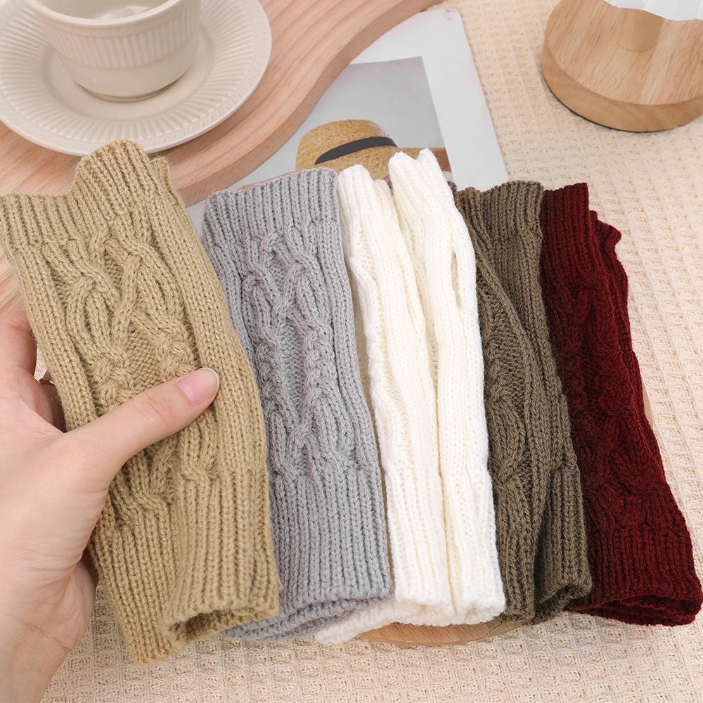 Half Finger Gloves for Women Winter Soft Warm Wool