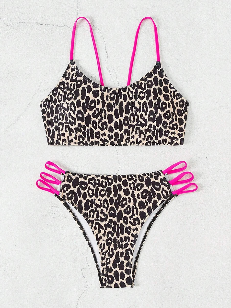 Sexy Leopard Micro Bikini 2025 – High Waist Brazilian Bandeau Set