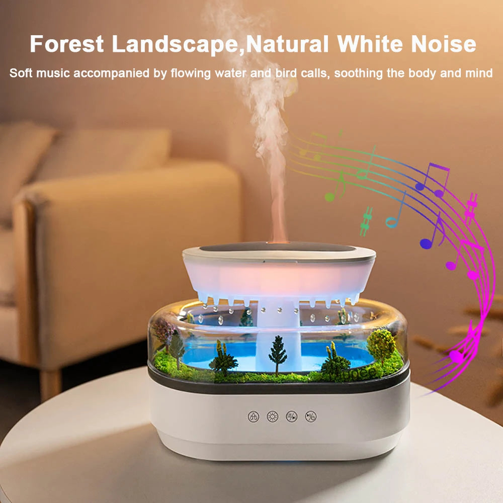 Raindrop Aroma Humidifier with Colorful Light & White Noise