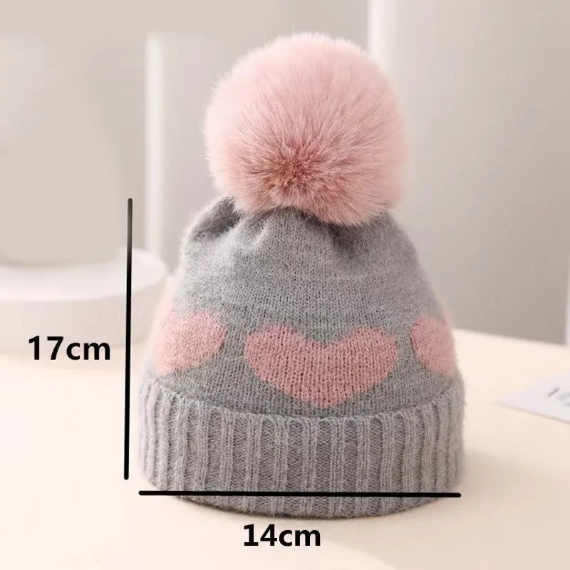 Fur Pompom Baby Hat