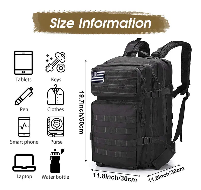 25L/35L/50L Tactical Backpack – Waterproof Outdoor Rucksack for Men