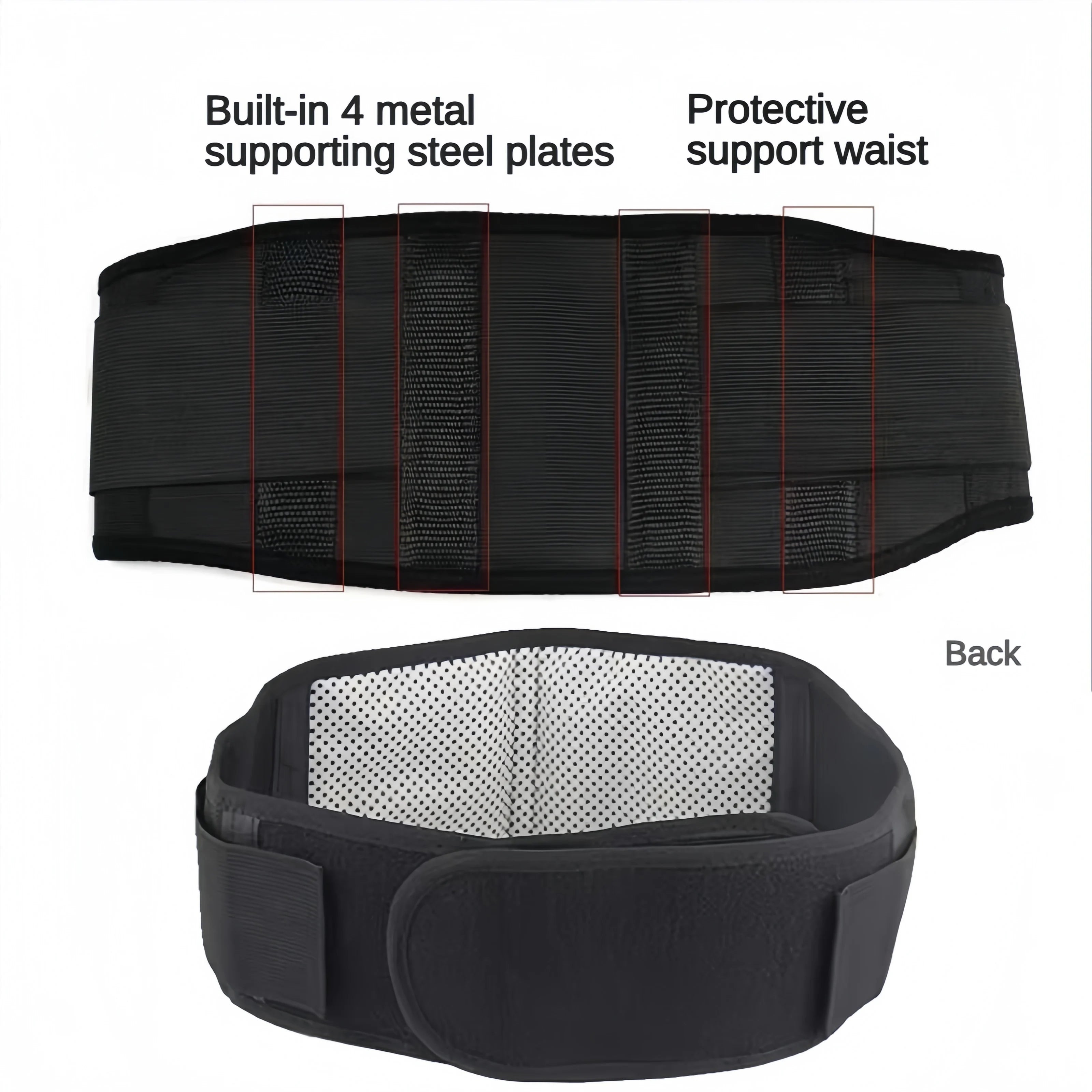 Adjustable Tourmaline Self-Heating Magnetic Therapy Lumbar Support Belt