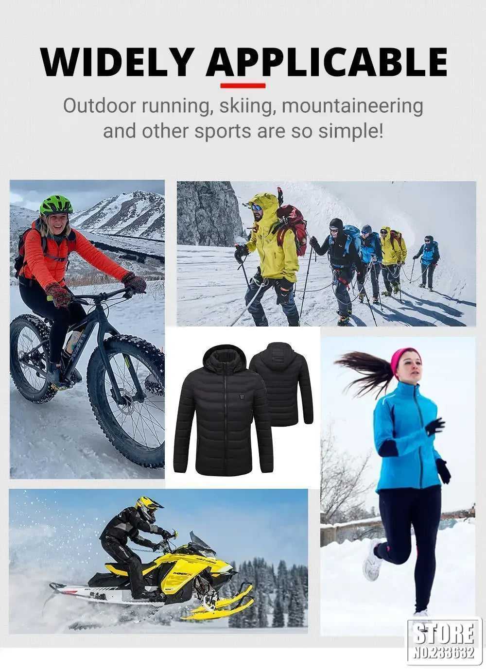 USB men's heated jacket, motorcycle jacket, skiing, camping, winter, 21 zones