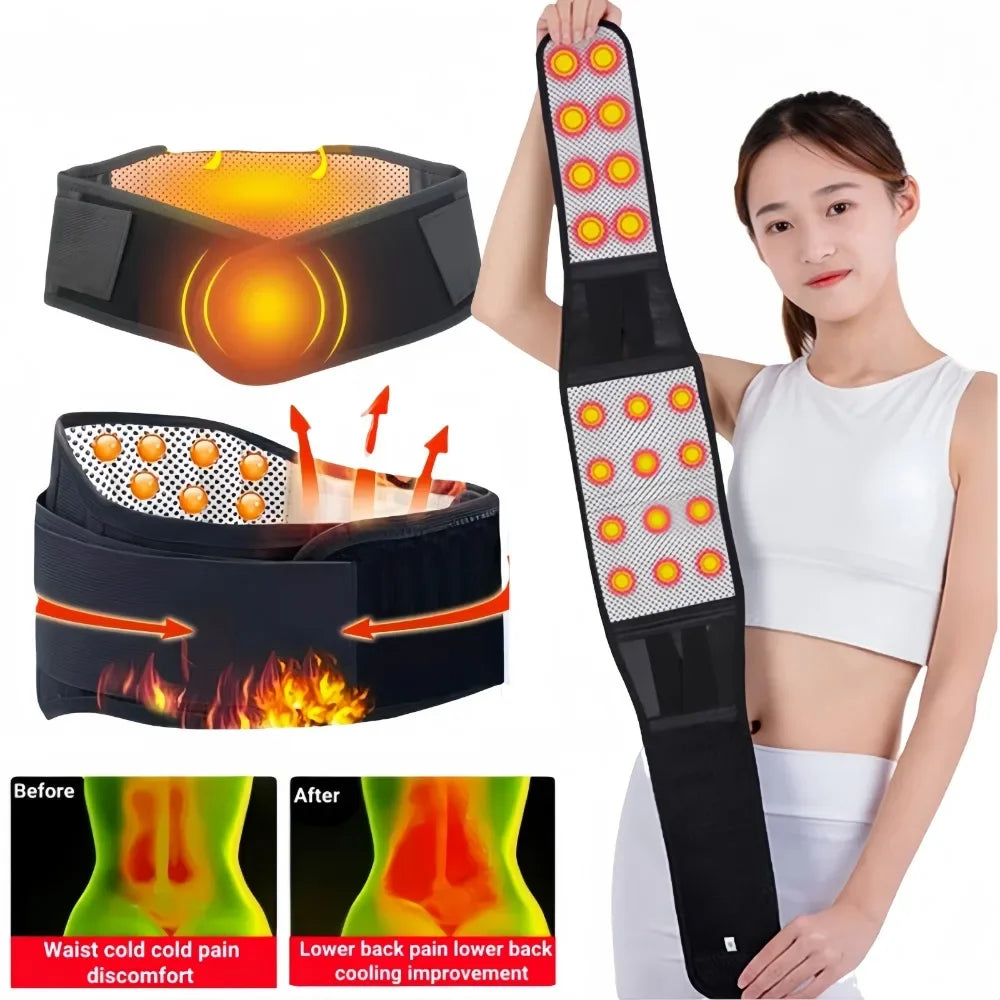 Adjustable Tourmaline Self-Heating Magnetic Therapy Lumbar Support Belt