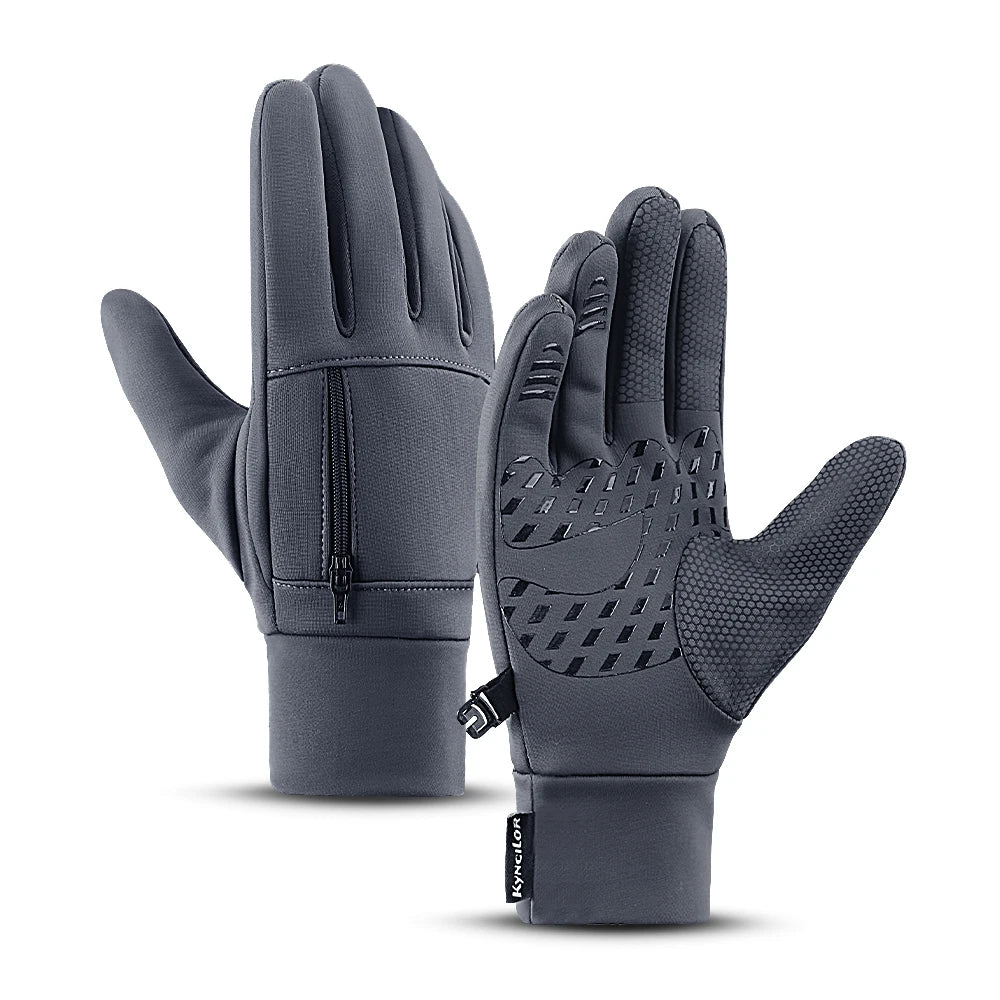 Winter Gloves Man Sports Bike Snow Bicycle Gloves Touchscreen Windstop Silicone Cycling Gloves Black Waterproof Bike Gloves