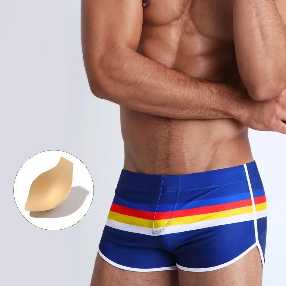 Men's Quick-Dry Swim Trunks – Striped Surf & Beach Shorts