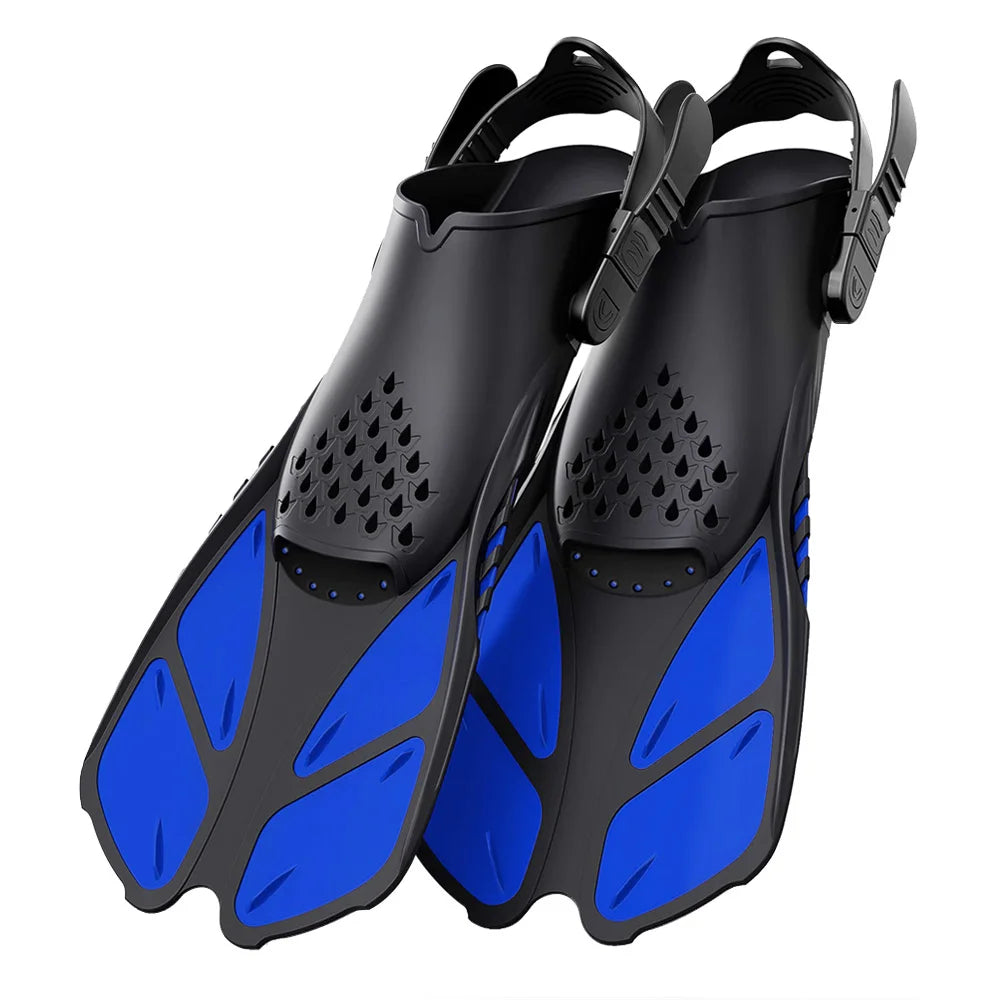 Adjustable Open-Heel Short Snorkel Fins for Adults