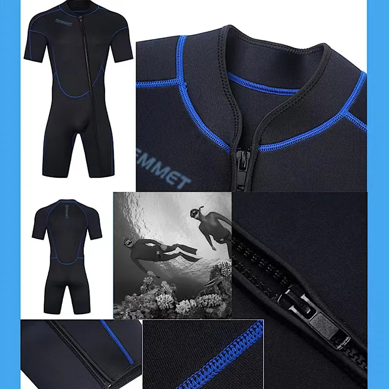 DEMMET 1.5mm Short Sleeve Neoprene Wetsuit for Men & Women