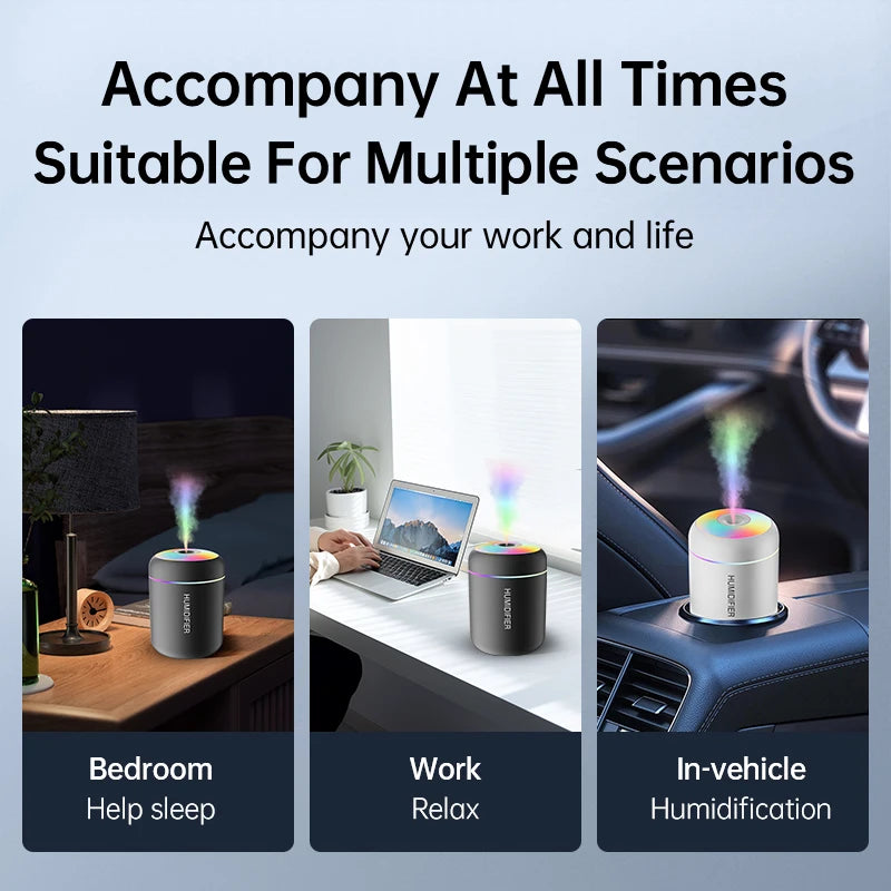 Mini MistMate™ USB Aroma Diffuser – 180ML Air Humidifier with LED Lights