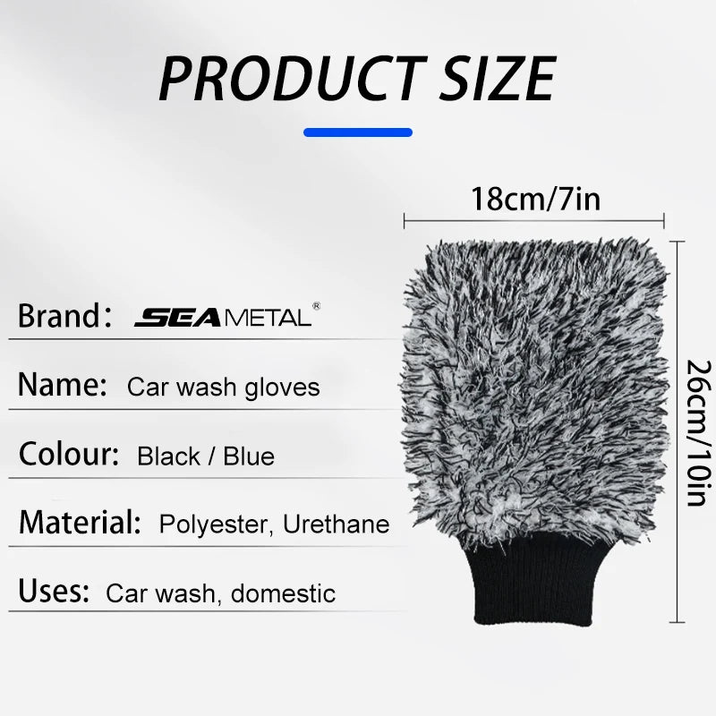 SEAMETAL Microfiber Car Wash Brush & Cleaning Gloves
