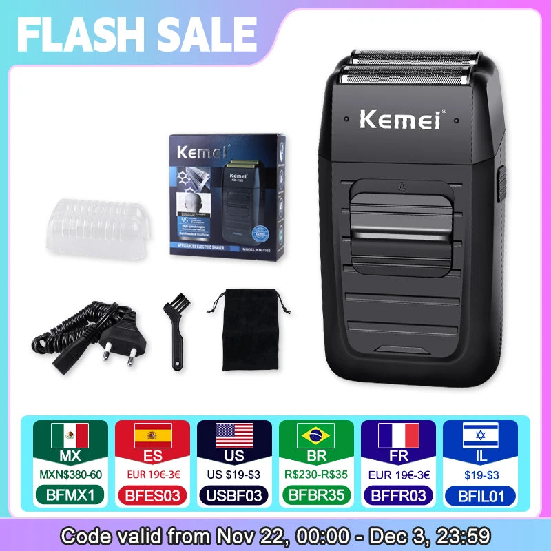 Kemei Rechargeable Cordless Shaver for Men – KM-1102