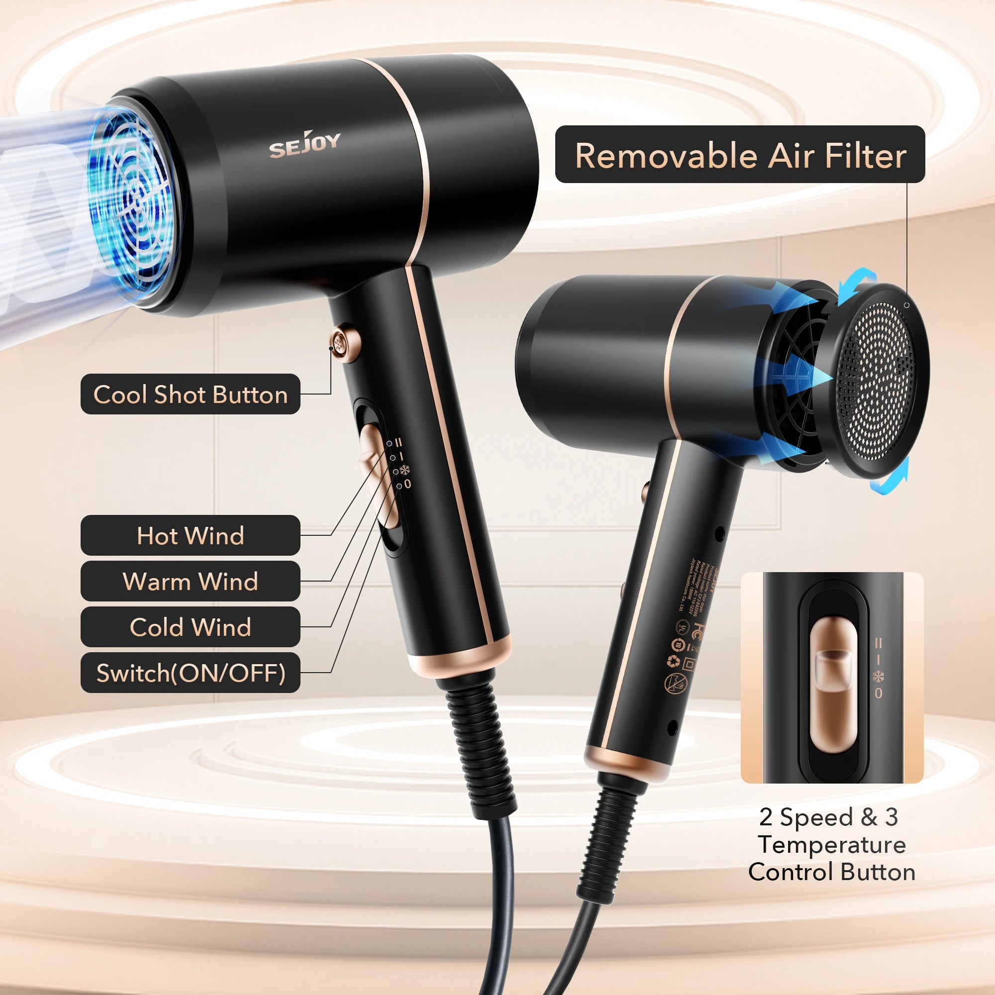 Sejoy 1800W Ionic Hair Dryer
