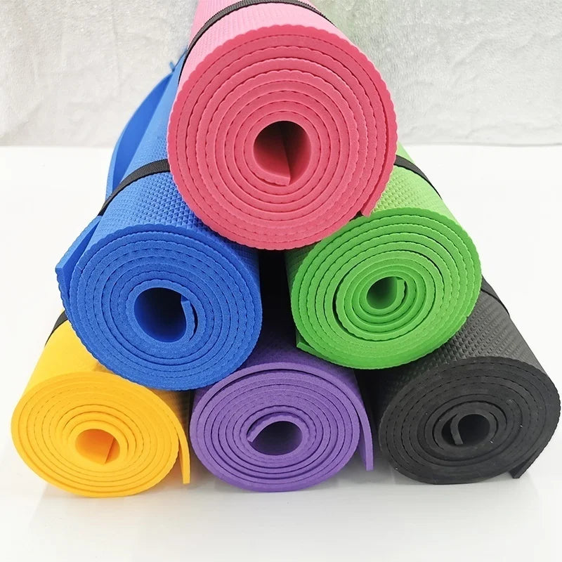 4MM Thick 173cmX61cm Yoga Mats Non-slip Exercise Mat Fitness Tasteless Pilates Workout Gym Mats with Bandage Sports Fitness