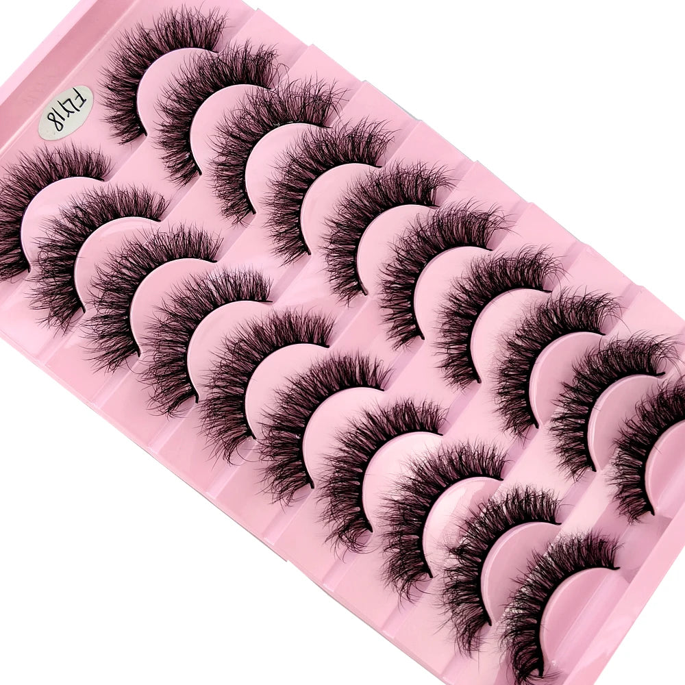 10 Pairs Faux Mink 3D Curly Eyelashes – Handmade Natural Look