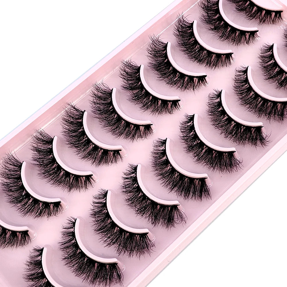 10 Pairs Faux Mink 3D Curly Eyelashes – Handmade Natural Look