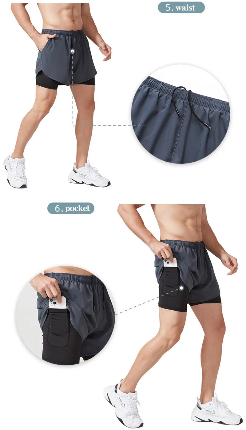 Quick-Dry Double-Layer Running Shorts