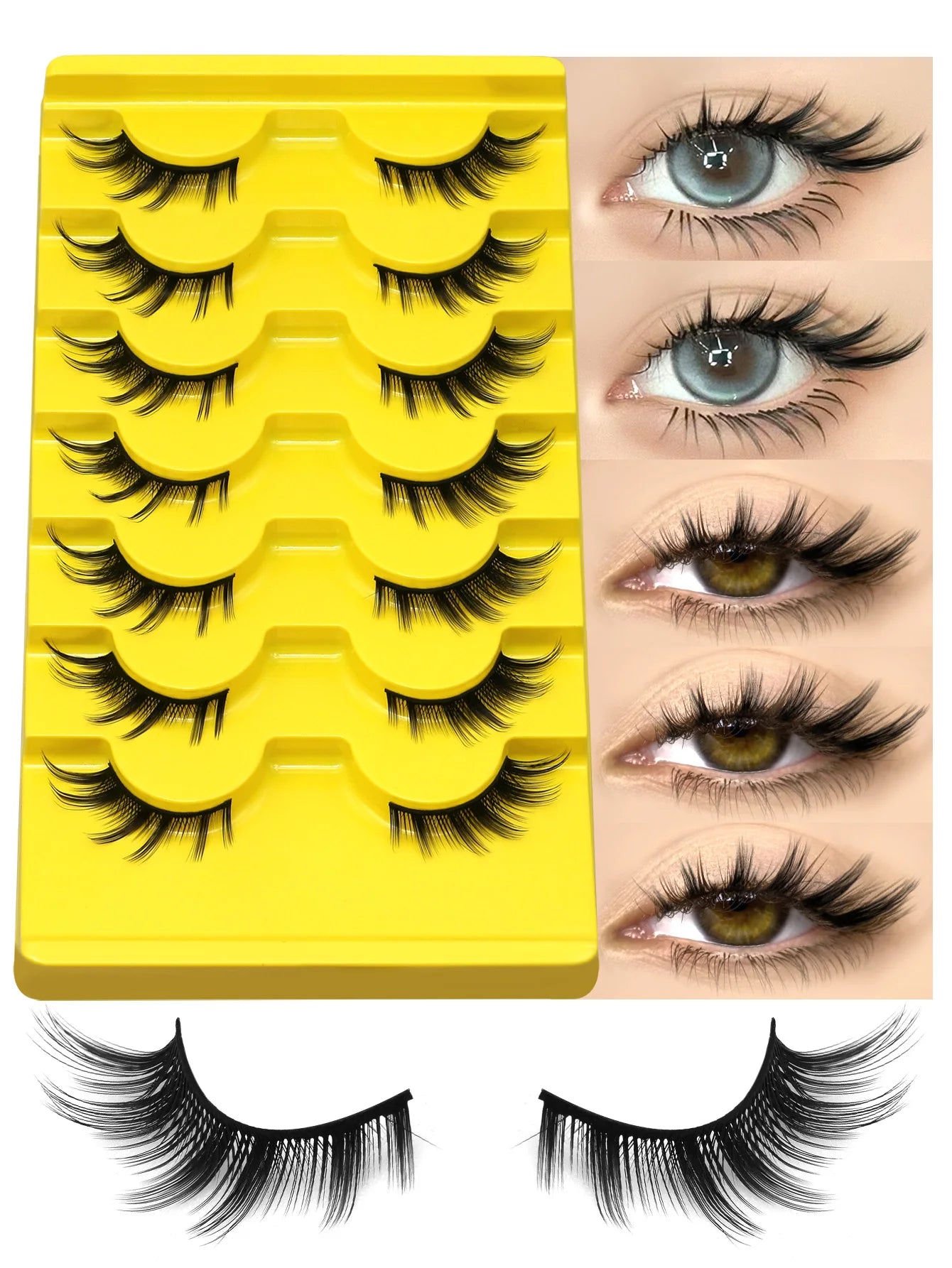 GROINNEYA Cat Eye 3D Faux Mink Lashes – Natural & Volumized