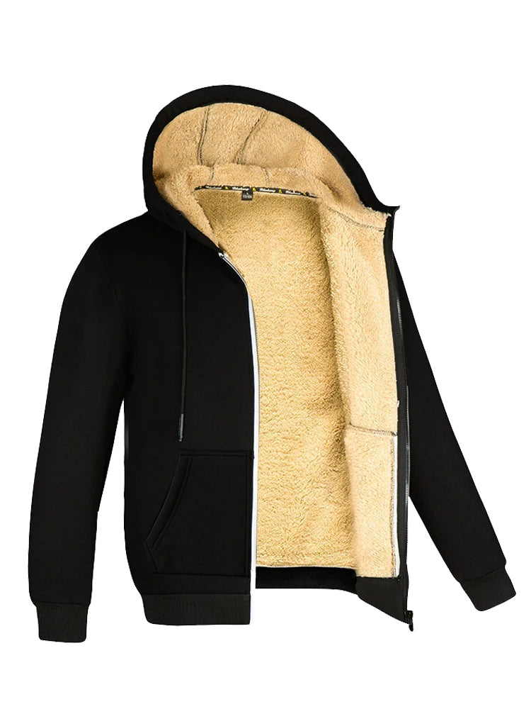 Unisex Winter Lambswool Jacket – Thick Fleece Hooded Coat