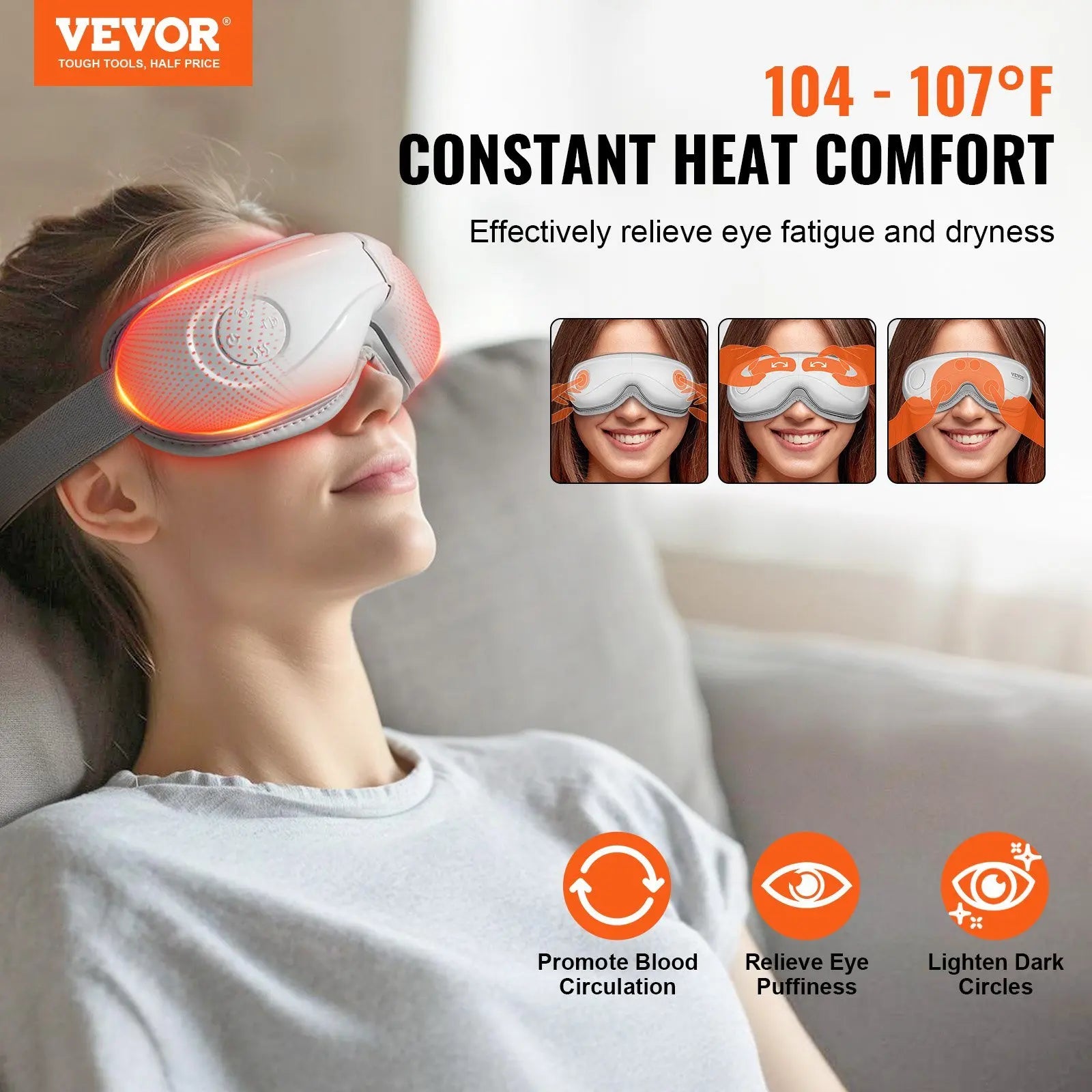 & Remote Eye Massager with Heat Eye Care Device 5 Modes Bluetooth Music