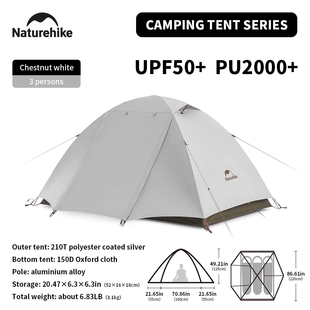 Naturehike 2-3 Person Ultralight Camping Tent – Waterproof & UPF50+ Sun Shelter