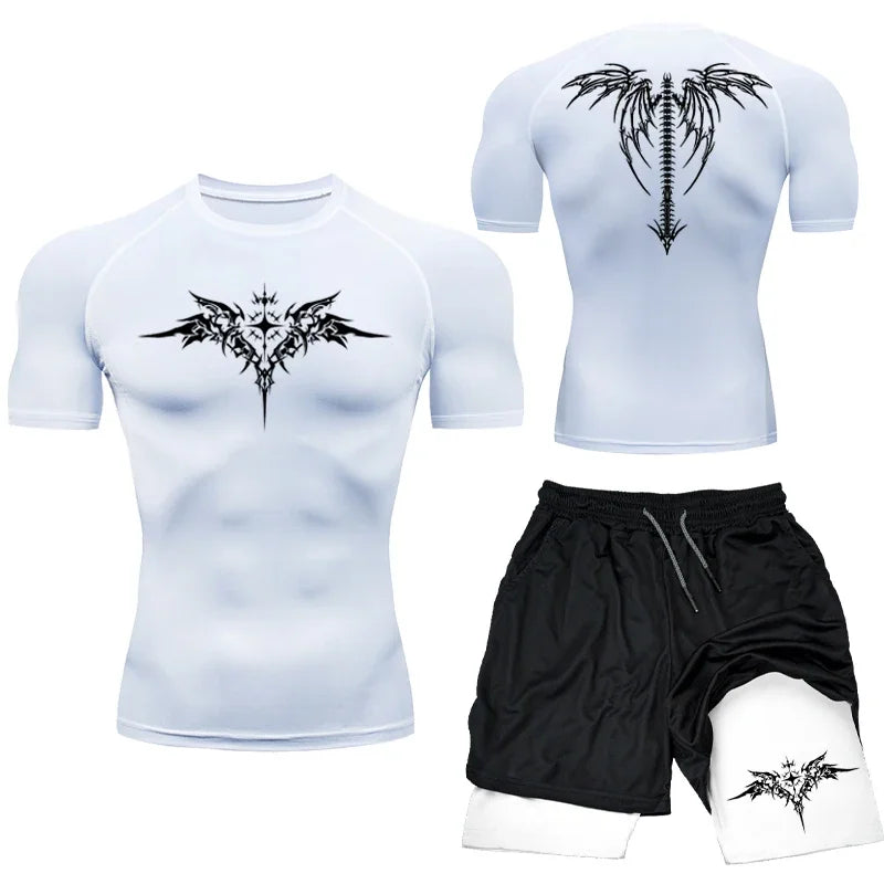 Men's MMA Boxing Compression Set – Quick-Dry Rashguard & Shorts